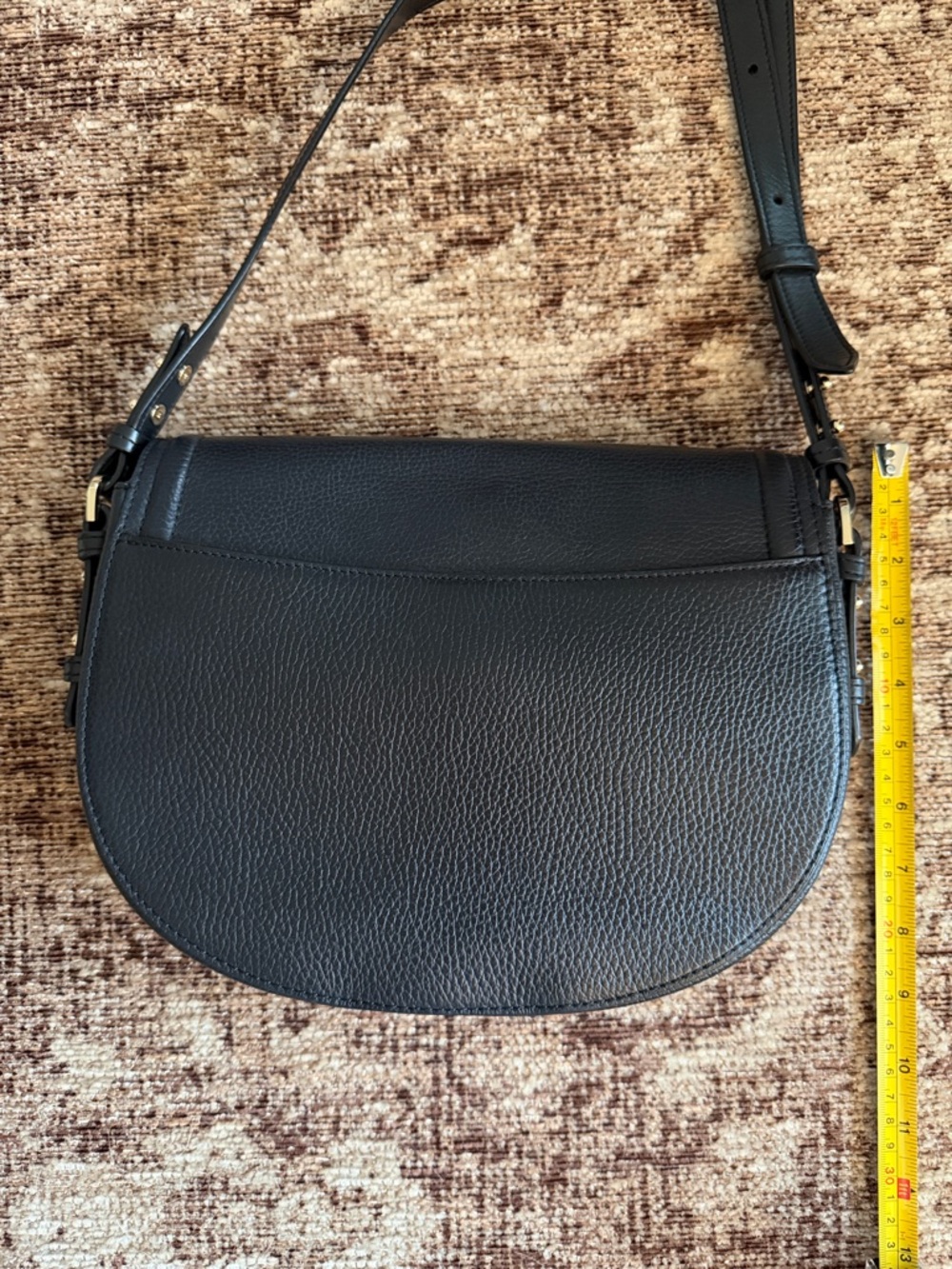 Aspinal of London Black Pebbled Leather Saddle Bag - Picture 5 of 7